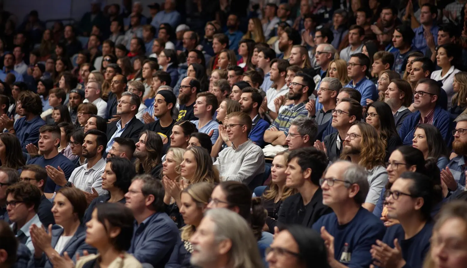 Audience attentively watching a presentation or performance.