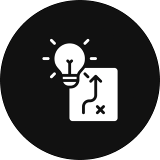 Lightbulb and map icon on black background.